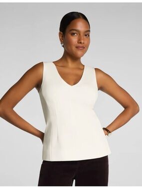 SPANX Cream V-Neck Sleeveless Tank Top